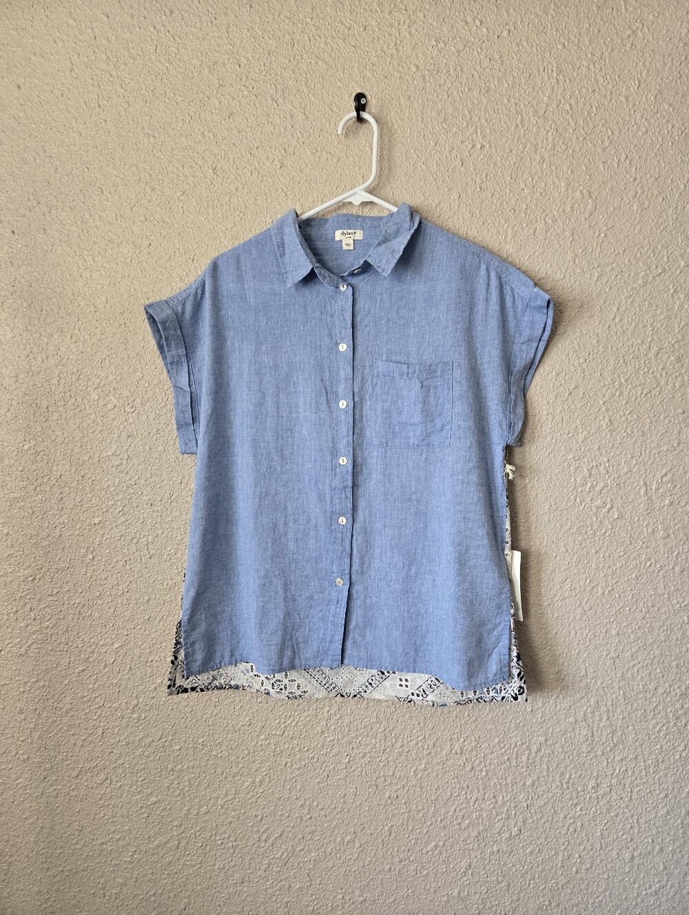 Dylan Denim & Chambray Blue Relaxed Fit Blouse New #2B6051